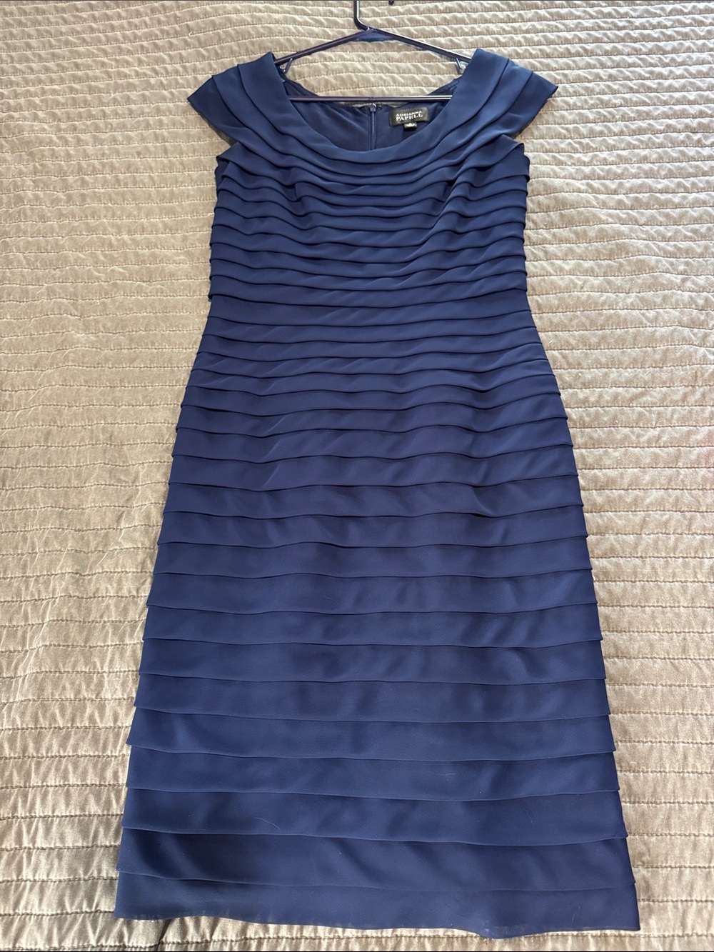 Adrianna Papell Navy Layered Midi Dress
